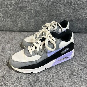 Nike Air Max 90 Leather DV3608-001 Sneakers Kids US 2 White Gray Lifestyle Shoes